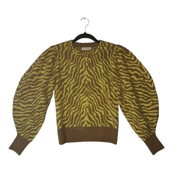 Ulla Johnson Massey Sweater Women's Petite Brown Citrine Merino Wool Pullover - Picture 2 of 6